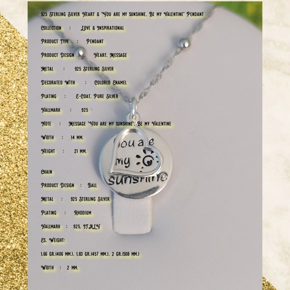 925Sterling Silver Heart &Message Pendant Necklace - Picture 6 of 6